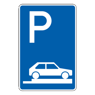Verkehrszeichen VZ 315-85 | Parken auf Gehwegen ganz quer zur Fahrtrichtung rechts