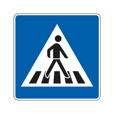 Verkehrszeichen VZ 350-20 | Fußgängerüberweg, Aufstellung links