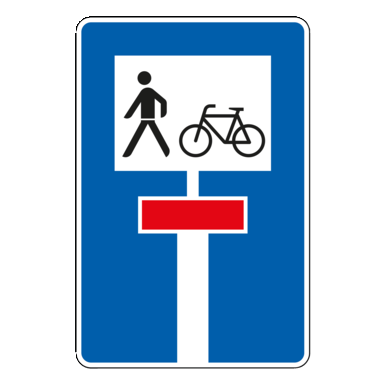 Verkehrszeichen VZ 357-50 | Für Radverkehr und Fußgänger durchlässige Sackgasse