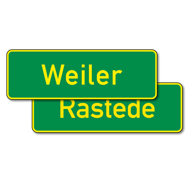 Verkehrszeichen VZ 385-40 | Ortshinweistafel doppelseitig