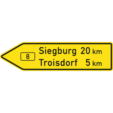 Verkehrszeichen VZ 415-10 | Pfeilwegweiser auf Bundesstraßen, linksweisend