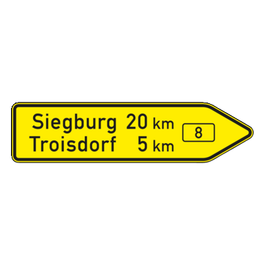 Verkehrszeichen VZ 415-20 | Pfeilwegweiser auf Bundesstraßen, rechtsweisend