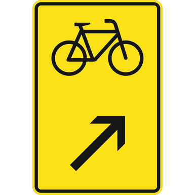 Verkehrszeichen VZ 422-27 | Wegweiser für Radverkehr, rechts einordnen