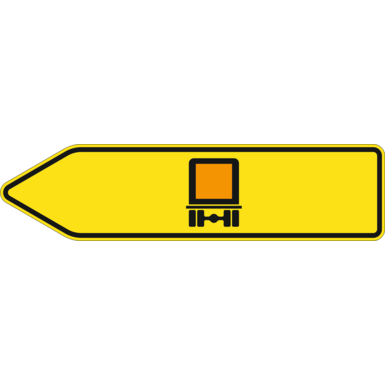 Verkehrszeichen VZ 421-11 | Pfeilwegweiser für kennzeichnungspflichtige Fahrzeuge mit gefährlichen Gütern, linksweisend
