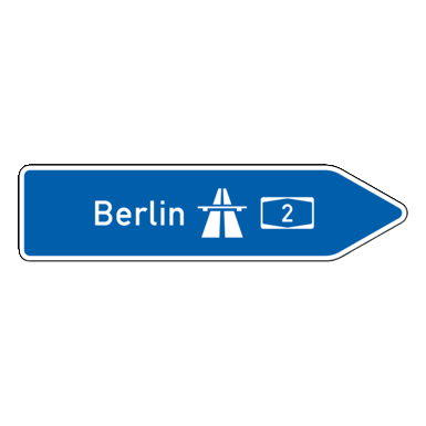 Verkehrszeichen VZ 430-20 | Pfeilwegweiser zur Autobahn, rechtsweisend
