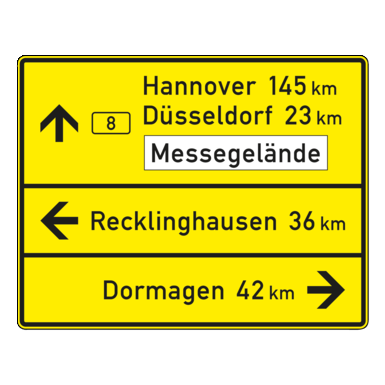 Verkehrszeichen VZ 434-50 | Tabellenwegweiser
