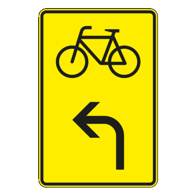 Verkehrszeichen VZ 442-13 | Vorwegweiser für Radverkehr, linksweisend