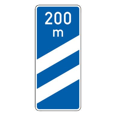 Verkehrszeichen VZ 450-51 | Ankündigungsbake zweistreifig (200 m)