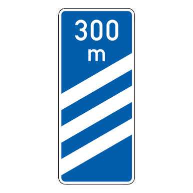 Verkehrszeichen VZ 450-52 | Ankündigungsbake dreistreifig (300 m)