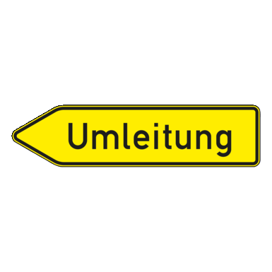 Verkehrszeichen VZ 454-10 | Umleitungswegweiser, linksweisend