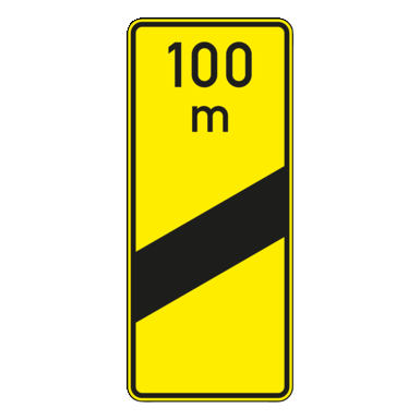 Verkehrszeichen VZ 450-53 | Ankündigungsbake einstreifig (100 m gelb)