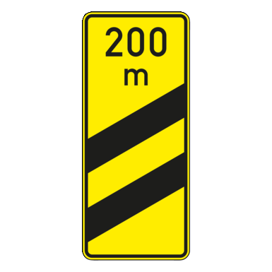 Verkehrszeichen VZ 450-54 | Ankündigungsbake zweistreifig (200 m gelb)