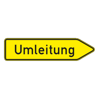 Verkehrszeichen VZ 454-20 | Umleitungswegweiser, rechtsweisend