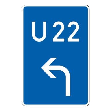 Verkehrszeichen VZ 460-10 | Bedarfsumleitung, Vorankündigung links