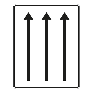 Verkehrszeichen VZ 521-31 | Fahrstreifentafel ohne Gegenverkehr 3-streifig in Fahrtrichtung