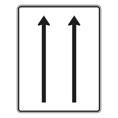 Verkehrszeichen VZ 521-30 | Fahrstreifentafel ohne Gegenverkehr 2-streifig in Fahrtrichtung