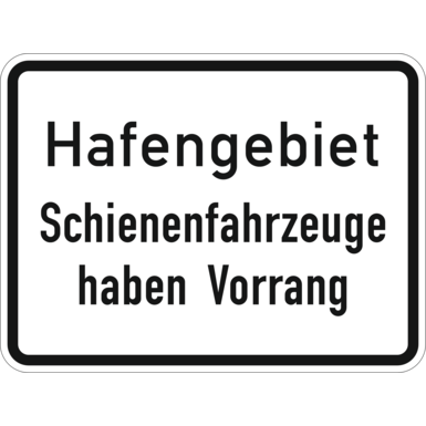 Verkehrszeichen VZ 1008-33 | Hafengebiet Schienenfahrzeuge haben Vorrang (zu. Z. 201)