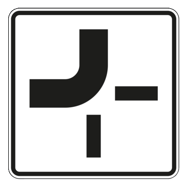 Verkehrszeichen VZ 1002-11 | Verlauf der Vorfahrtstraße an Kreuzungen von oben nach links