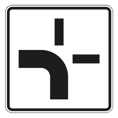 Verkehrszeichen 1002-10 | Verlauf der Vorfahrtstraße an Kreuzungen von unten nach links