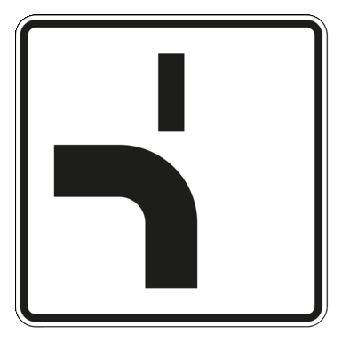 Verkehrszeichen VZ 1002-12 | Verlauf der Vorfahrtstraße an Einmündungen von unten nach links, Einmündung von oben