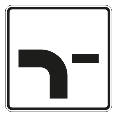 Verkehrszeichen VZ 1002-13 | Verlauf der Vorfahrtstraße an Einmündungen von unten nach links, Einmündung von rechts