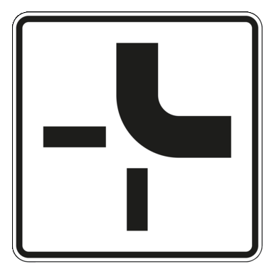 Verkehrszeichen VZ 1002-21 | Verlauf der Vorfahrtstraße an Kreuzungen von oben nach rechts