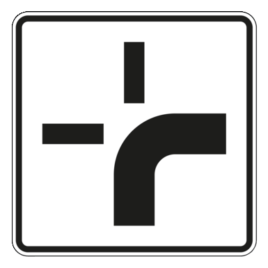 Verkehrszeichen VZ 1002-20 | Verlauf der Vorfahrtstraße an Kreuzungen von unten nach rechts