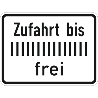 Verkehrszeichen VZ 1028-33 | Zufahrt bis ... frei