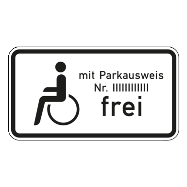 Verkehrszeichen VZ 1020-11 | Schwerbehinderte mit Parkausweis Nr. ... frei