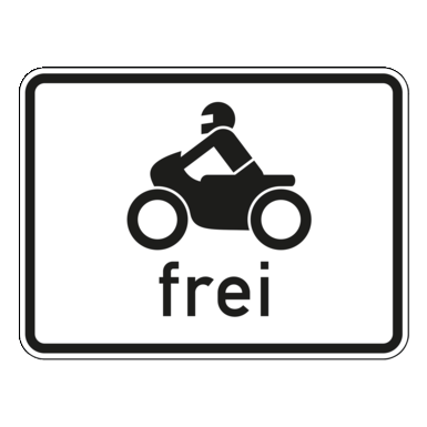 Verkehrszeichen VZ 1022-12 | Krafträder, auch mit Beiwagen, Kleinkrafträder und Mofas frei