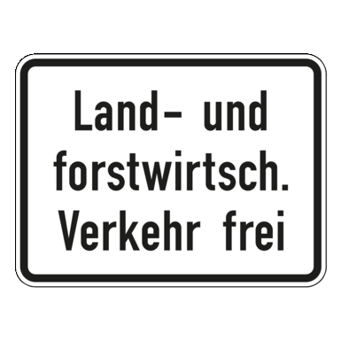 Verkehrszeichen VZ 1026-38 | Land- und forstwirtschaftlicher Verkehr frei