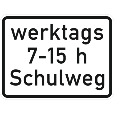 Verkehrszeichen VZ 1042-53 | Schulweg i.V.m. zeitlicher Begrenzung an Werktagen (zu Z.101 oder 274)