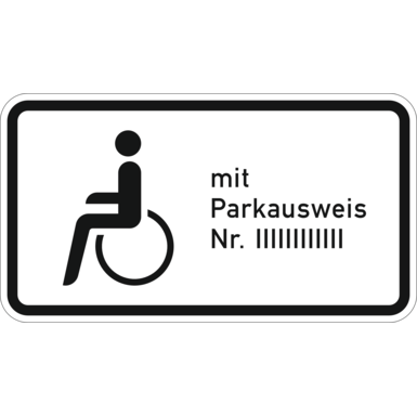 Verkehrszeichen VZ 1044-11 | nur Schwerbehinderte mit Parkausweis Nr. ...