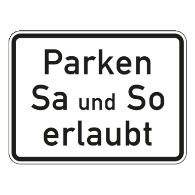 Verkehrszeichen VZ 1042-37 | Parken Samstag und Sonntag erlaubt