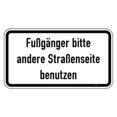 Zeichen Z 2004 | Fußgänger bitte andere Straßenseite benutzen
