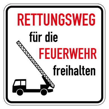Zeichen Z 2030 | Rettungsweg für die Feuerwehr freihalten