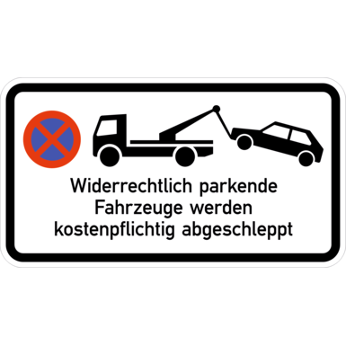 Zeichen Z 2042a | Z 283 + Abschlepp-Symbol + Widerrechtlich parkende Fahrzeuge werden kostenpflichtig abgeschleppt