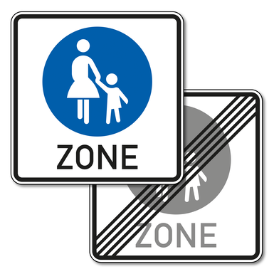 Verkehrszeichen VZ 242.1-40 | Beginn/Ende einer Fußgängerzone, doppelseitig