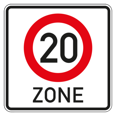 Verkehrszeichen VZ 274.1-20 | Beginn einer Tempo 20-Zone in verkehrsberuhigten Geschäftsbereichen