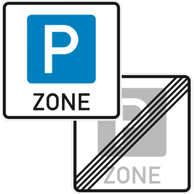 Verkehrszeichen VZ 314.1-40 | Beginn/ Ende einer Parkraumbewirtschaftungszone, doppelseitig