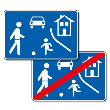 Verkehrszeichen VZ 325.1-40 | Beginn/Ende eines verkehrsberuhigten Bereichs, doppelseitig