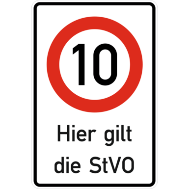 Kombischild - Verkehrszeichen und Text