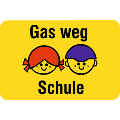 Kinderhinweisschild K4 | Gas weg Schule | 500x750x2 mm | flach | RA1/A