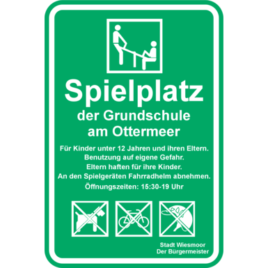 Spielplatzschild SP1 | 600x450x2 mm | flach | RA1/A