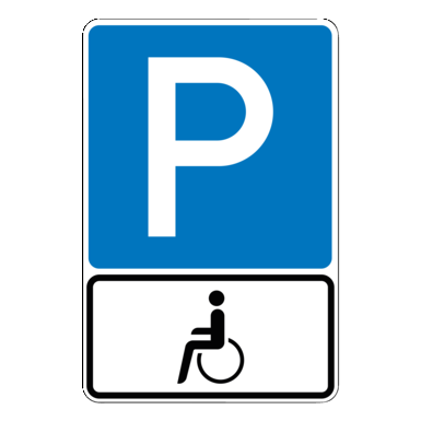 Kombischild - Parkplatz | P1 | Symbol Rollstuhl