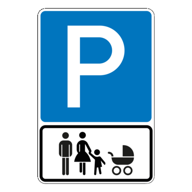Kombischild - Parkplatz | P4 | Symbol Eltern mit Kind
