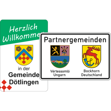 Wappen- und Städtepartnerschaftsschilder W1 und W2