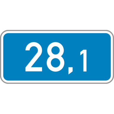 Kilometertafel | blau / weiß