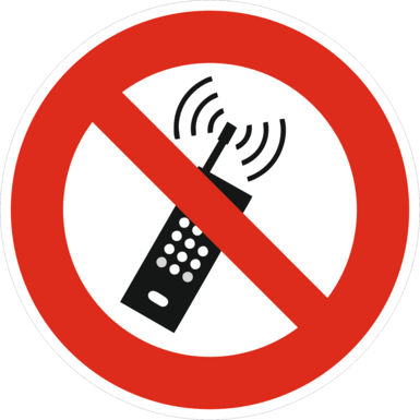 Verbotsschild VB5 | Piktogramm: Eingeschaltete Mobilfunktelefone verboten