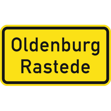 Zusatzzeichen mit Wunschtext / Symbol | Rechteck | Grund gelb mit schwarzem Rand | 330x600x2 mm | flach | RA2/C